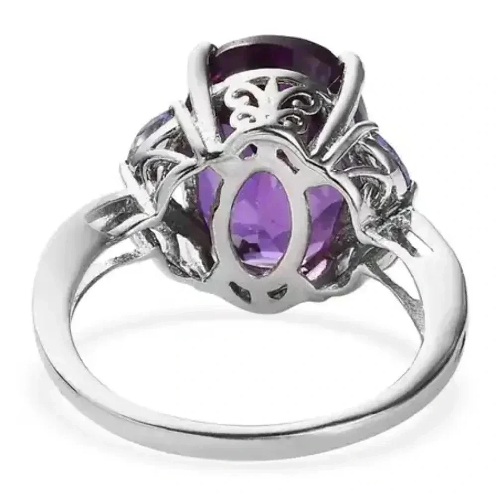 Color Change Sapphire & Natural Tanzanite Ring In 925 Sterling Silver - Picture 7 of 8